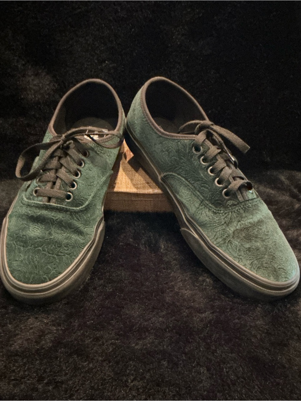 Men's Vans Authentic Dark Green Paisley Casual Lace-Up Sneakers Size 9
